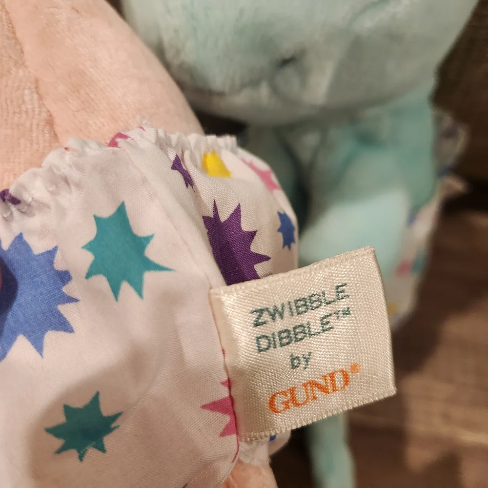 Set of 2 Gund Pink & Teal ZWIBBLE DIBBLE Plush Toys From Late 80s Early 90s - Picture 13 of 15